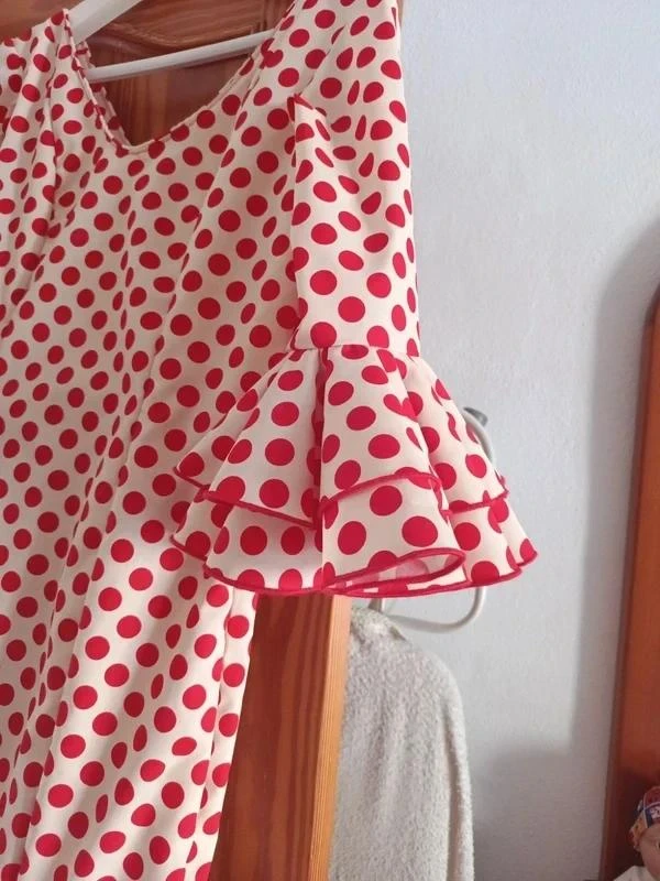 Handgemaakte Flamenca/Gitana pak - Wit en Rood – photo 6